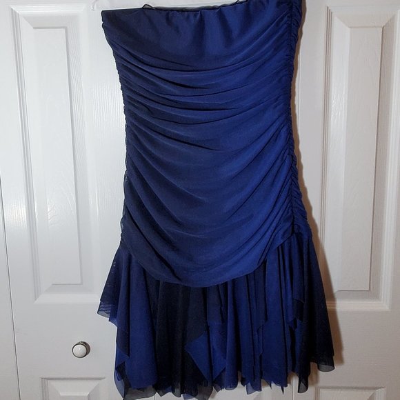 Fun Party Dress - Blue/Black by Blondie Nites - Size S -  Handkerchief Skirt - Picture 3 of 8